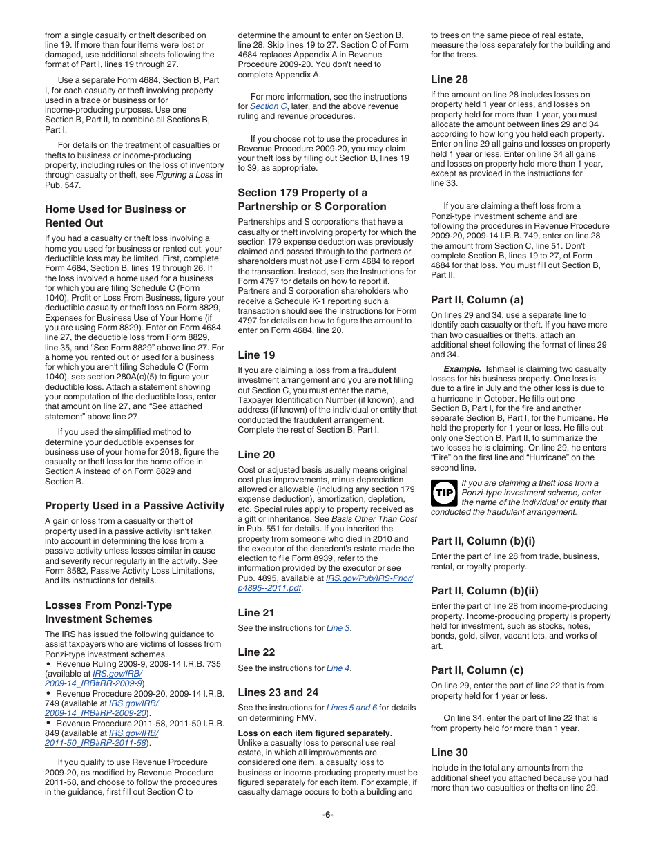 Instructions for IRS Form 4684 Casualties and Thefts, Page 6