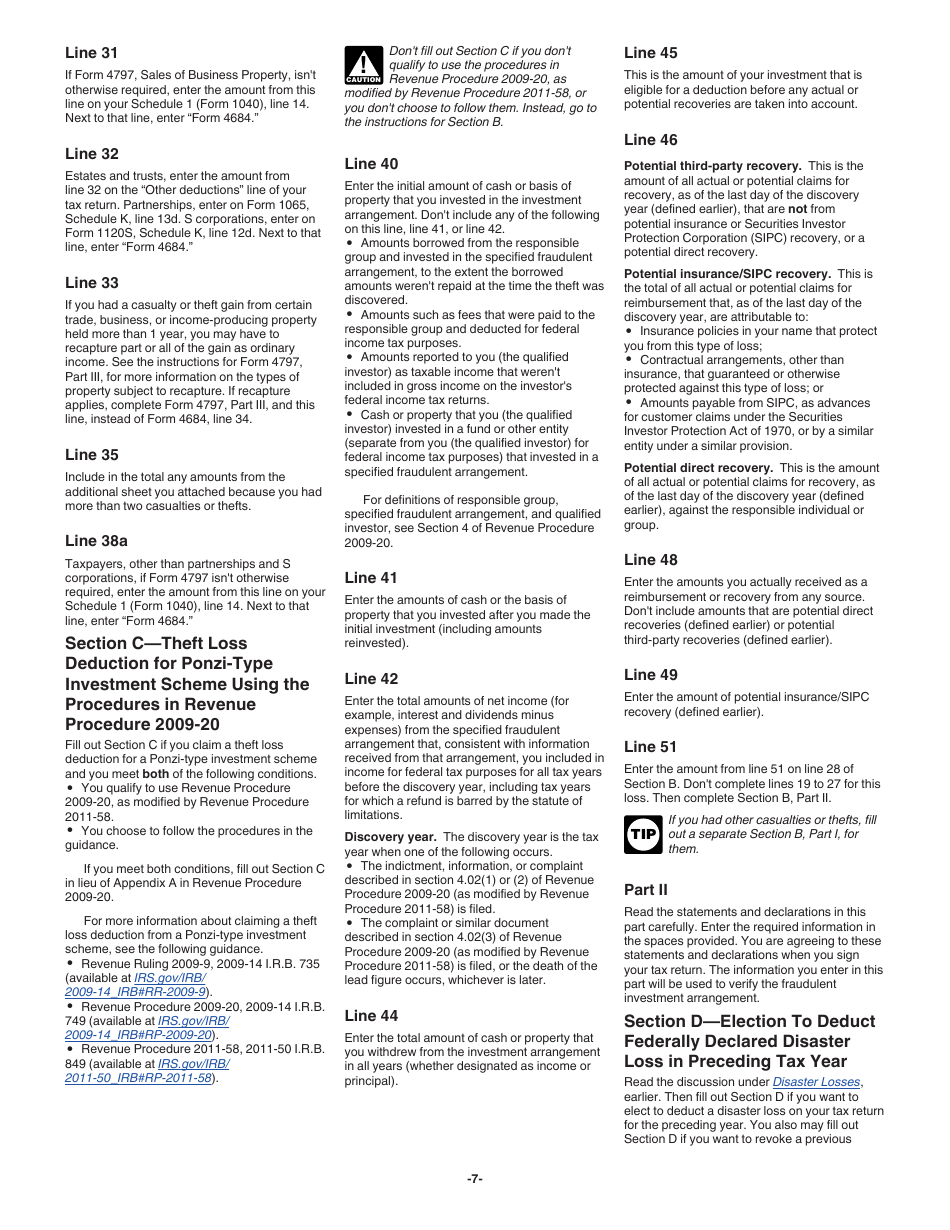 Instructions for IRS Form 4684 Casualties and Thefts, Page 7