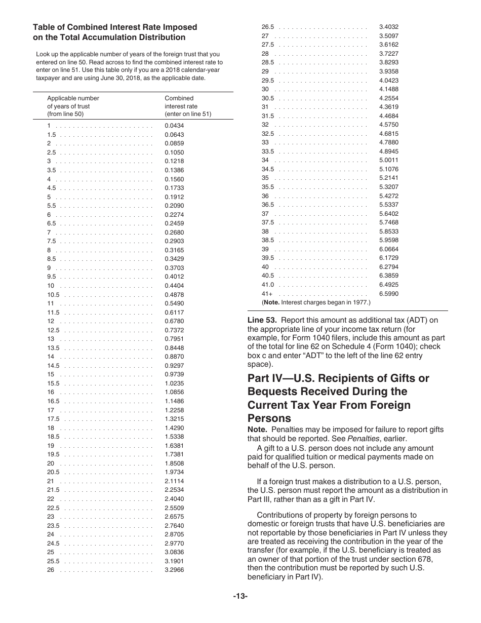 Instructions for IRS Form 3520 Annual Return to Report Transactions With Foreign Trusts and Receipt of Certain Foreign Gifts, Page 13