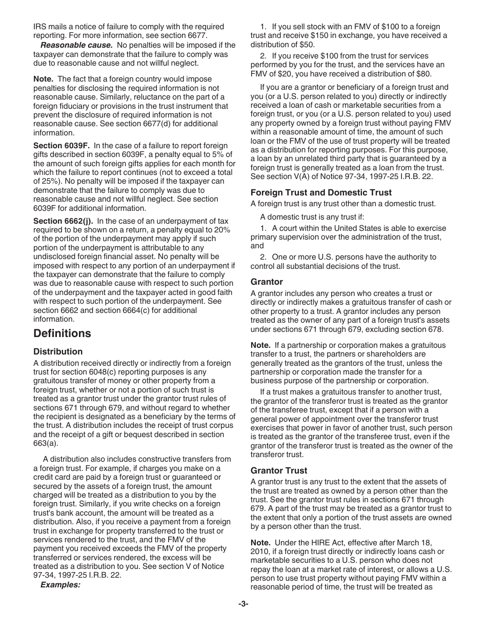 Instructions for IRS Form 3520 Annual Return to Report Transactions With Foreign Trusts and Receipt of Certain Foreign Gifts, Page 3