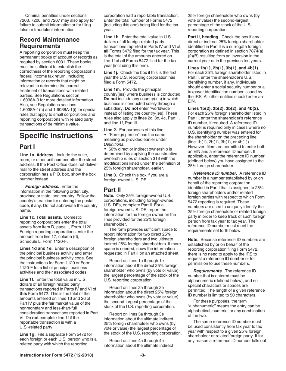 Instructions for IRS Form 5472 Information Return of a 25% Foreign-Owned U.S. Corporation or a Foreign Corporation Engaged in a U.S. Trade or Business, Page 3