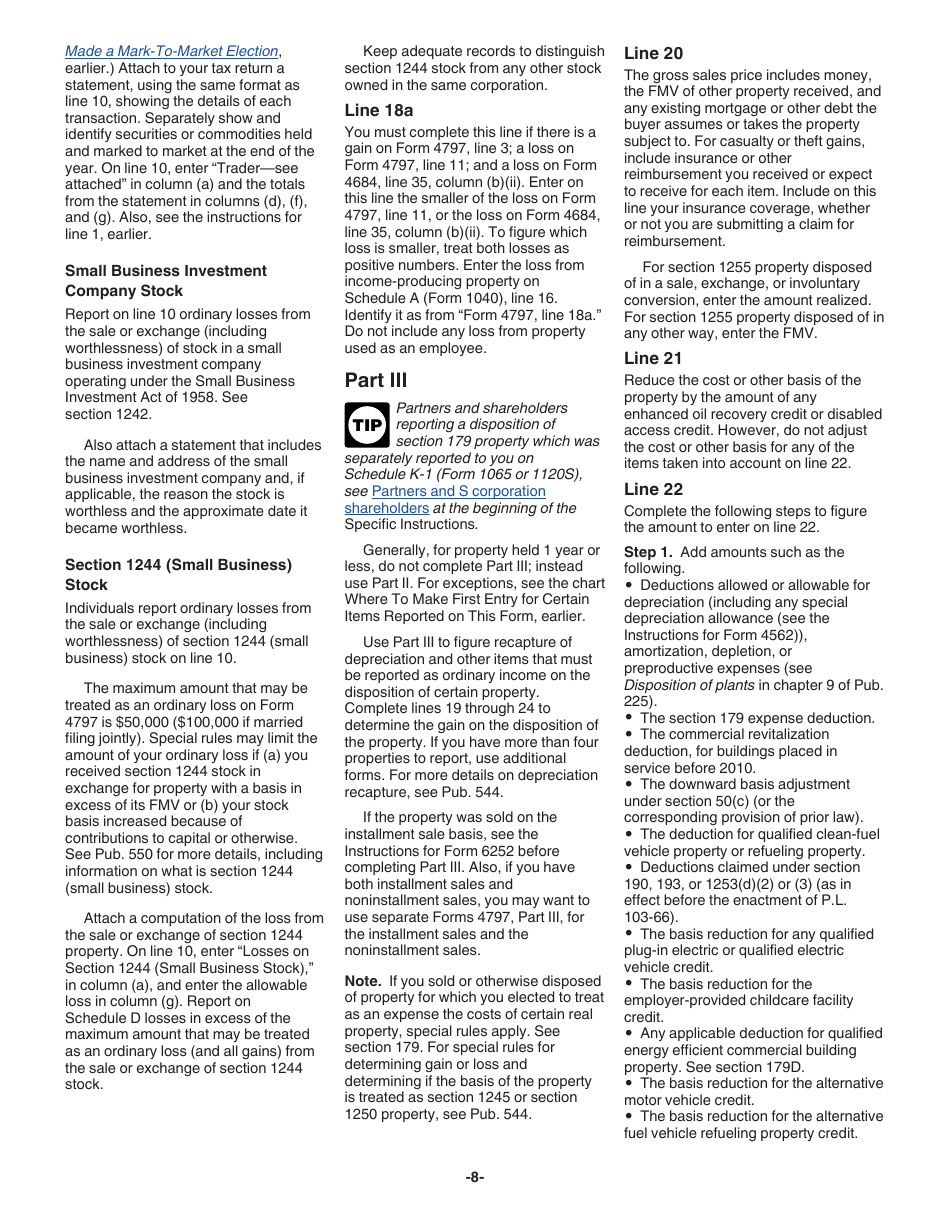 Instructions for IRS Form 4797 Sales of Business Property, Page 8