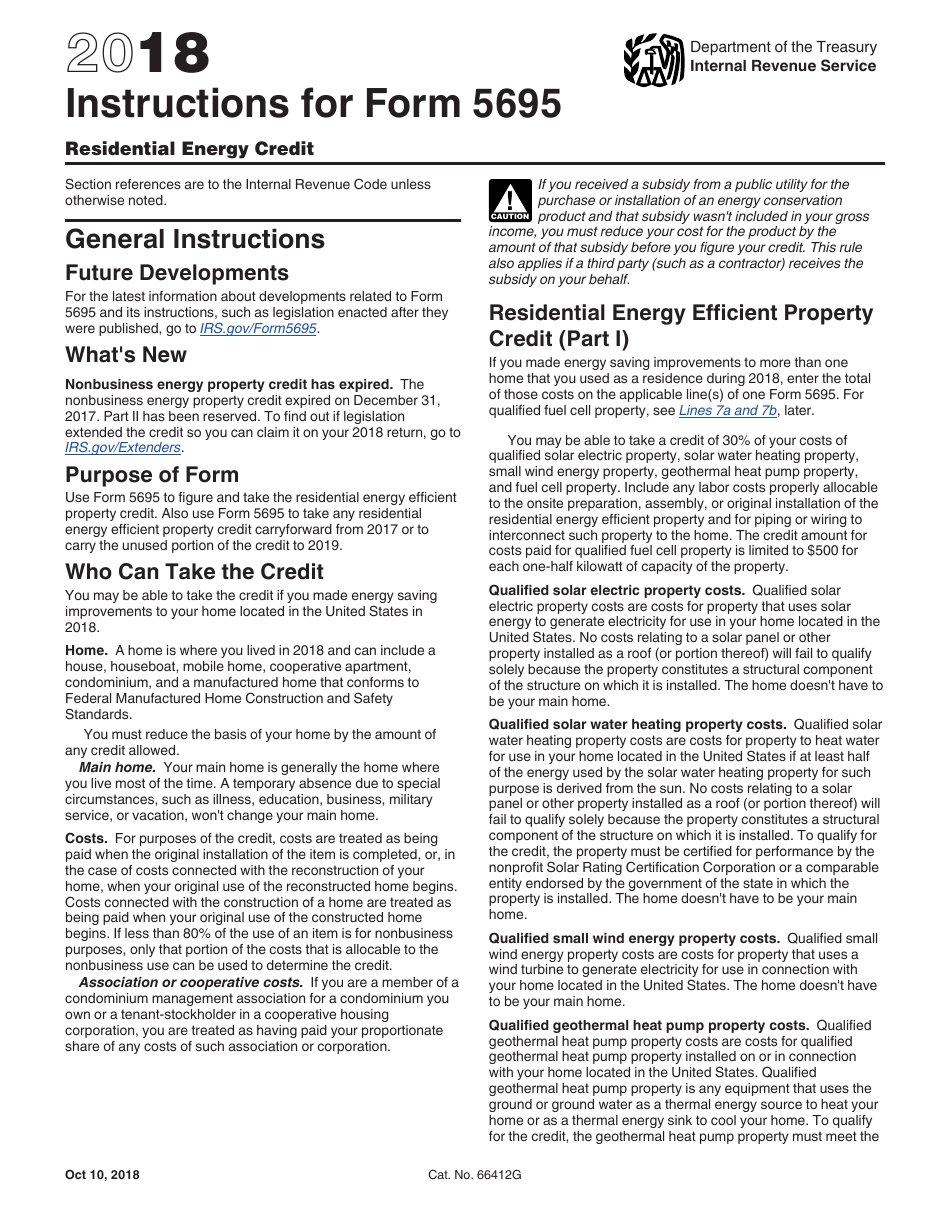 Instructions for IRS Form 5695 Residential Energy Credit, Page 1