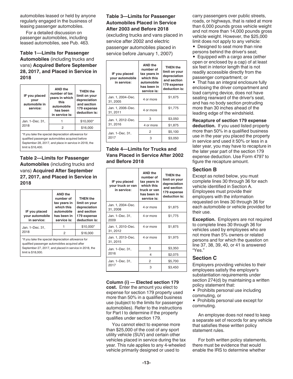 Instructions for IRS Form 4562 Depreciation and Amortization (Including Information on Listed Property), Page 13