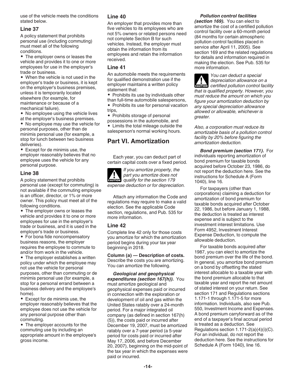 Instructions for IRS Form 4562 Depreciation and Amortization (Including Information on Listed Property), Page 14