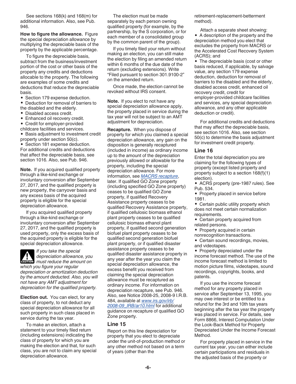 Instructions for IRS Form 4562 Depreciation and Amortization (Including Information on Listed Property), Page 6