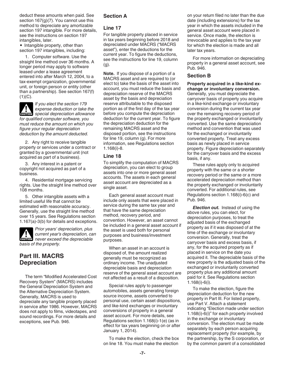 Instructions for IRS Form 4562 Depreciation and Amortization (Including Information on Listed Property), Page 7
