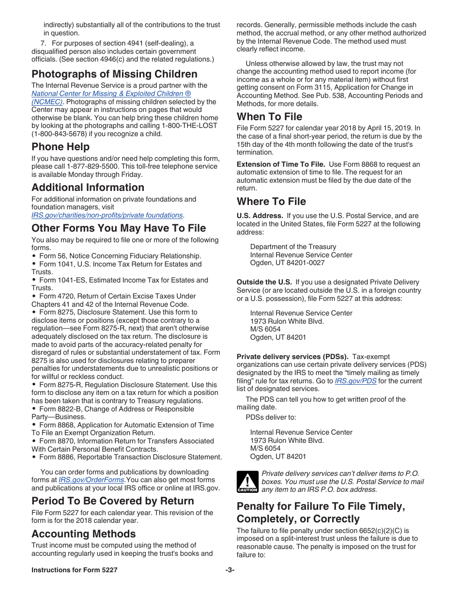 Instructions for IRS Form 5227 Split-Interest Trust Information Return, Page 3