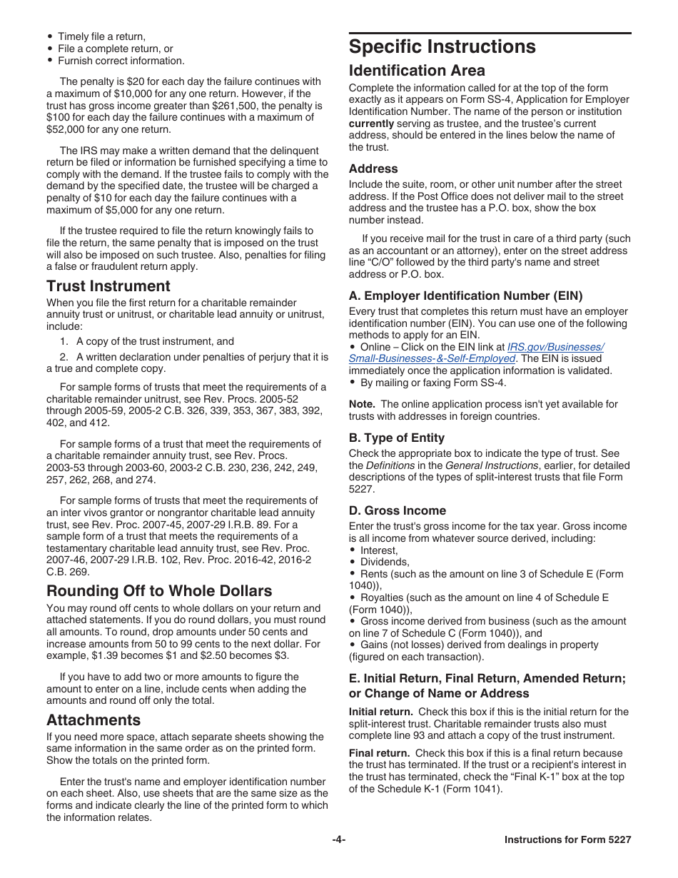 Instructions for IRS Form 5227 Split-Interest Trust Information Return, Page 4