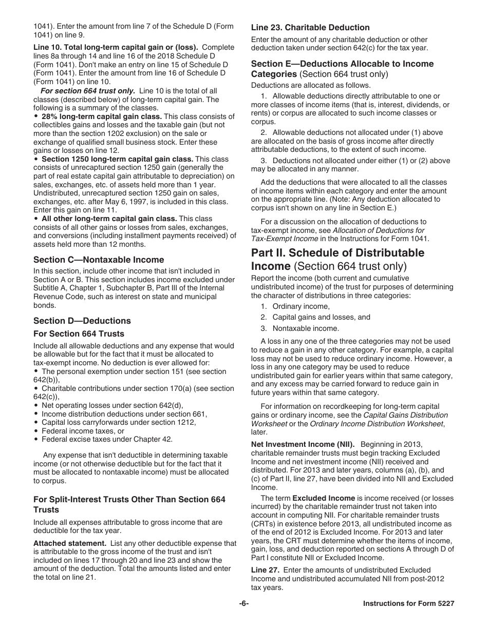 Instructions for IRS Form 5227 Split-Interest Trust Information Return, Page 6