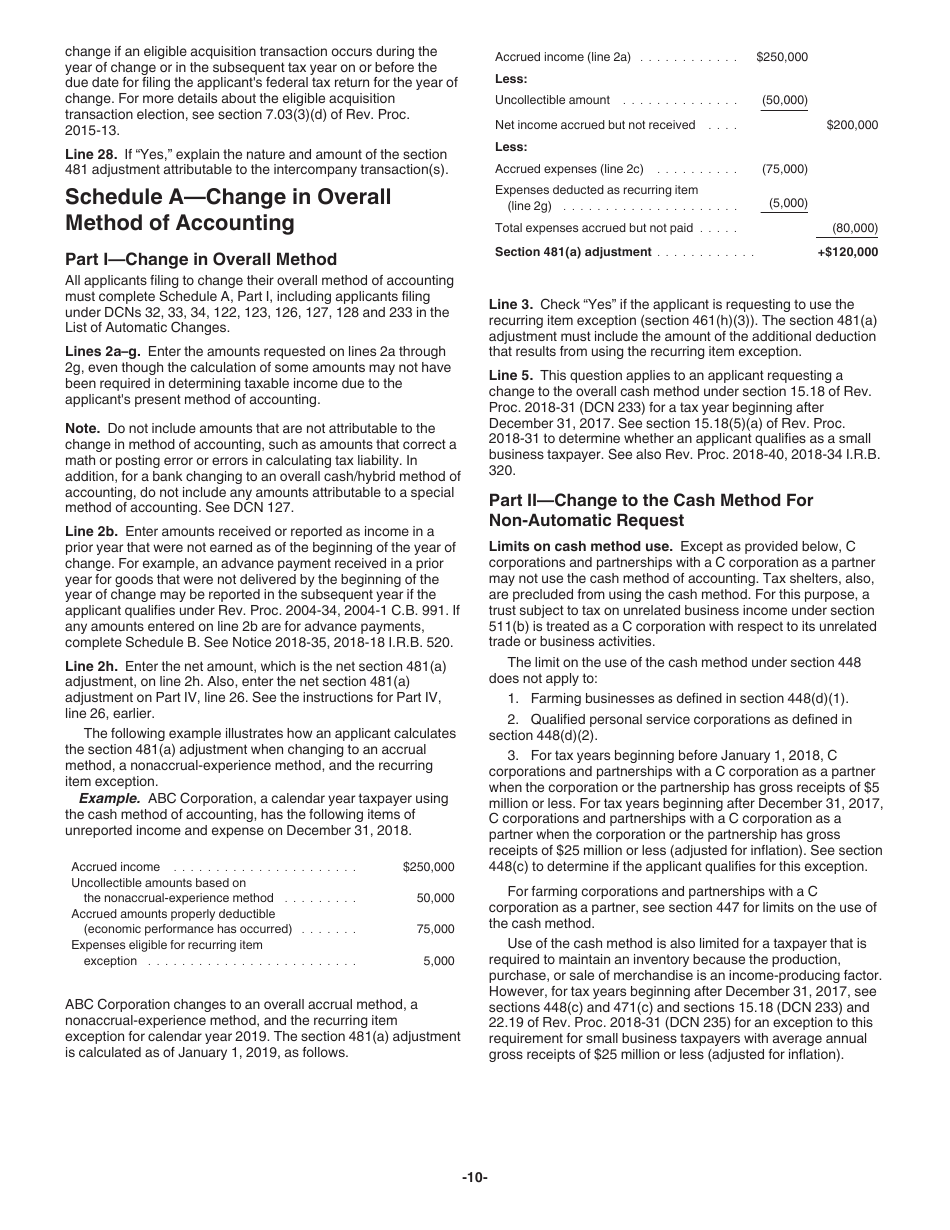 Download instructions for irs form 3115 application for change in