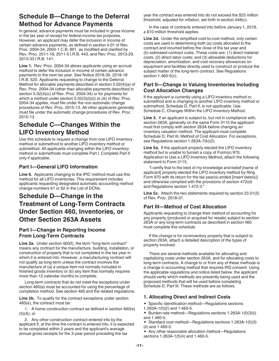 Instructions for IRS Form 3115 Application for Change in Accounting Method, Page 11