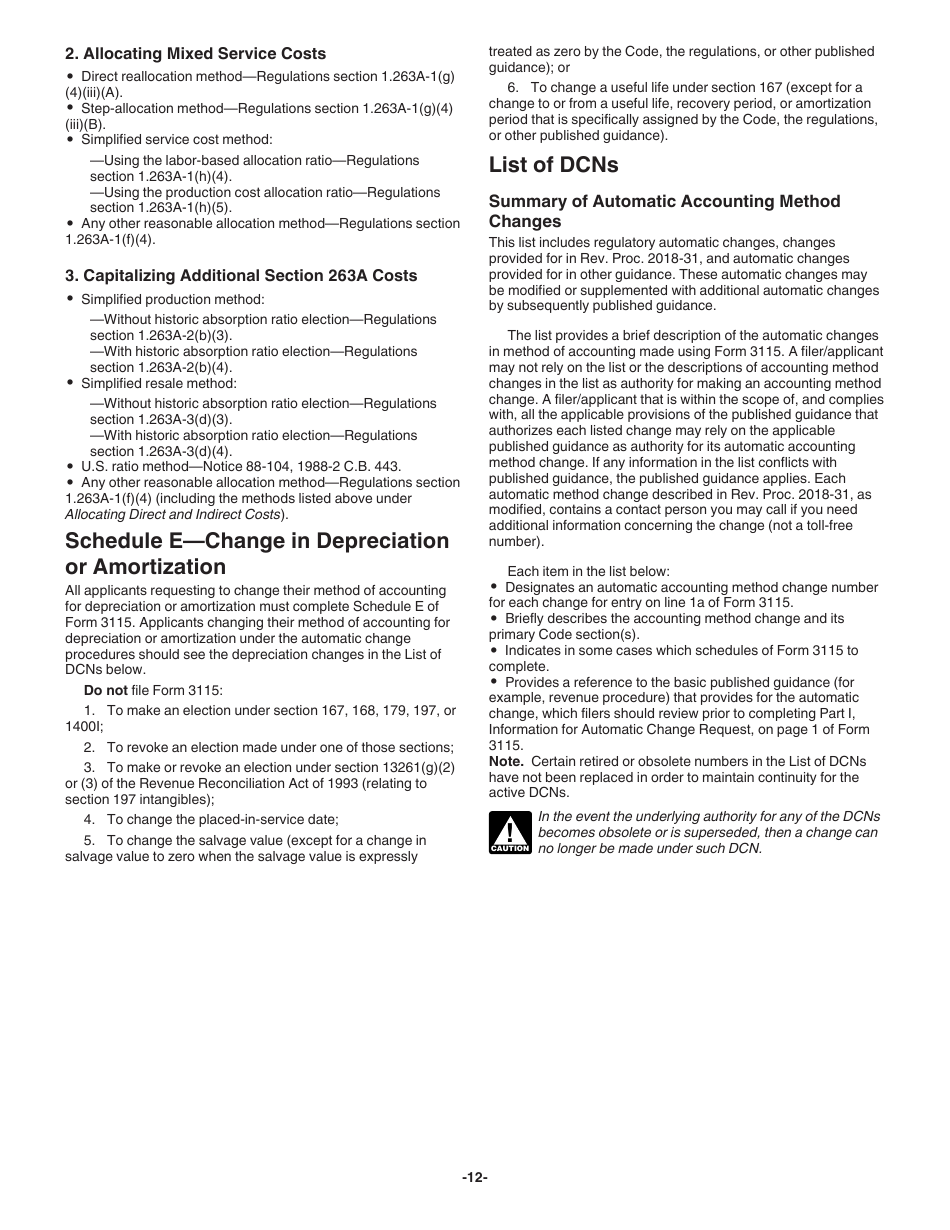 Instructions for IRS Form 3115 Application for Change in Accounting Method, Page 12