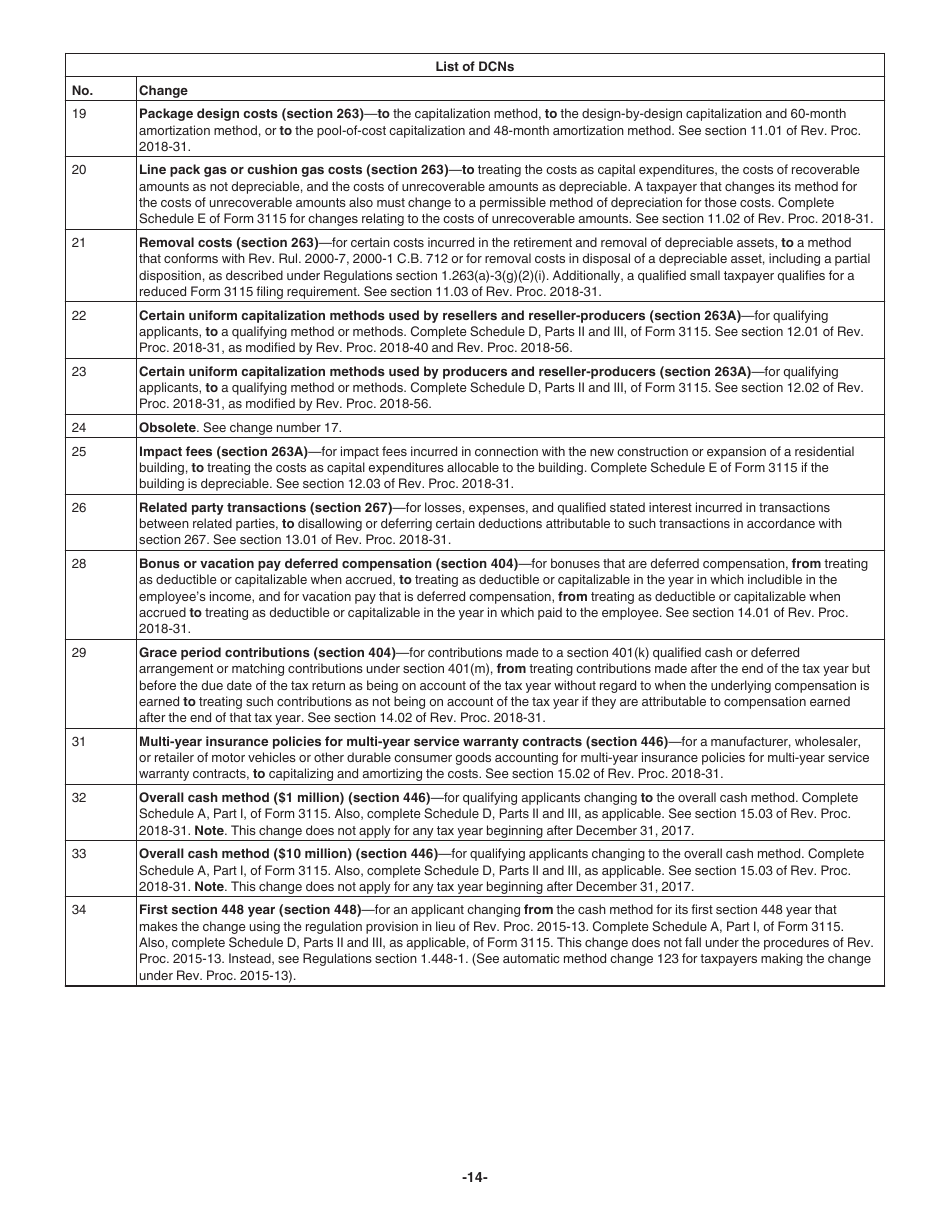 Instructions for IRS Form 3115 Application for Change in Accounting Method, Page 14