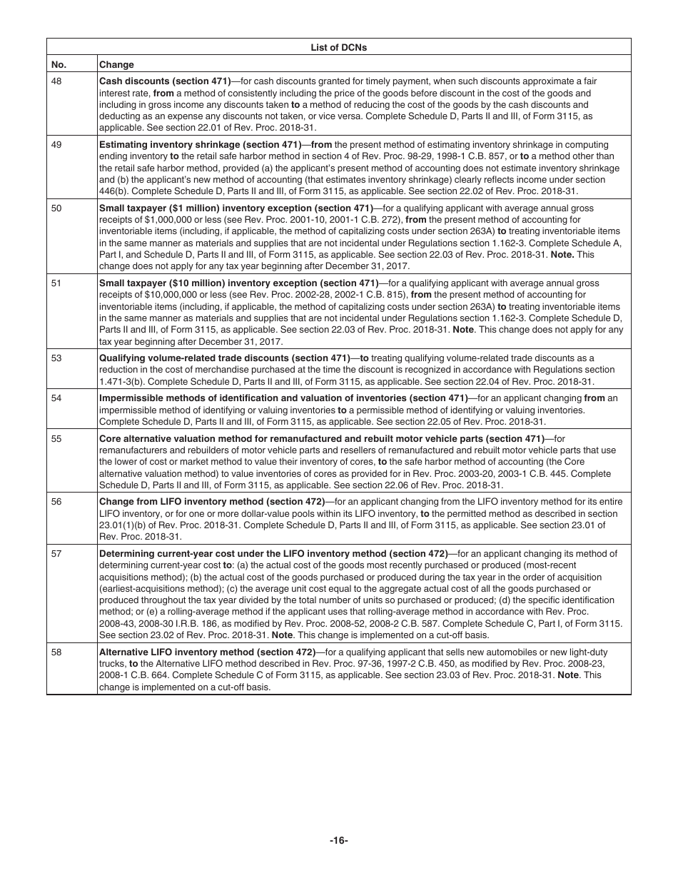 Instructions for IRS Form 3115 Application for Change in Accounting Method, Page 16