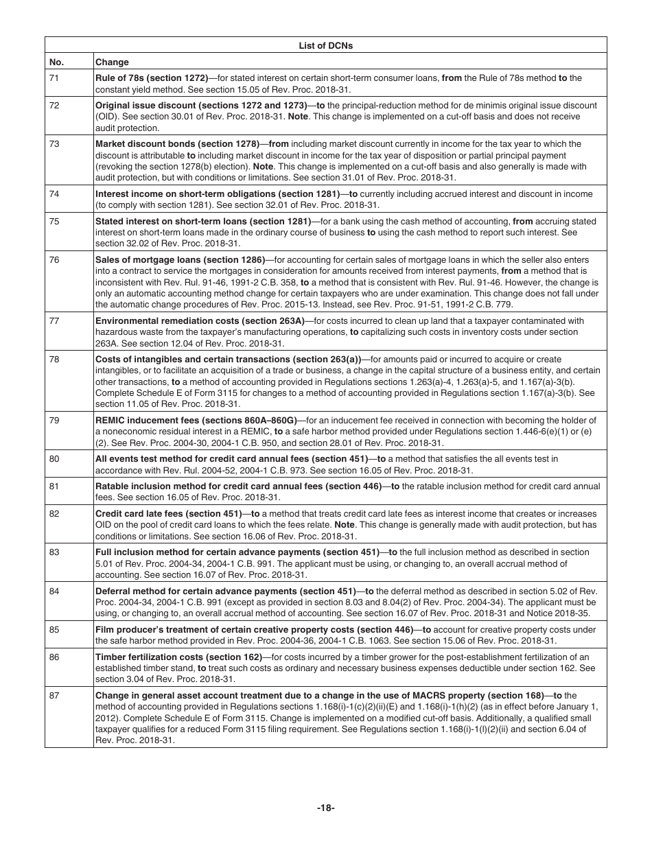 Instructions for IRS Form 3115 Application for Change in Accounting Method, Page 18