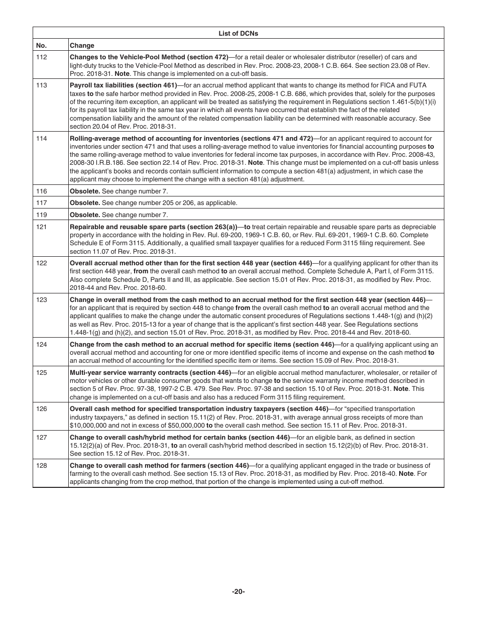 Download instructions for irs form 3115 application for change in