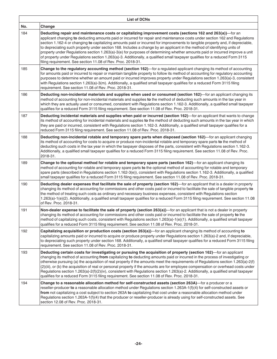 Instructions for IRS Form 3115 Application for Change in Accounting Method, Page 24