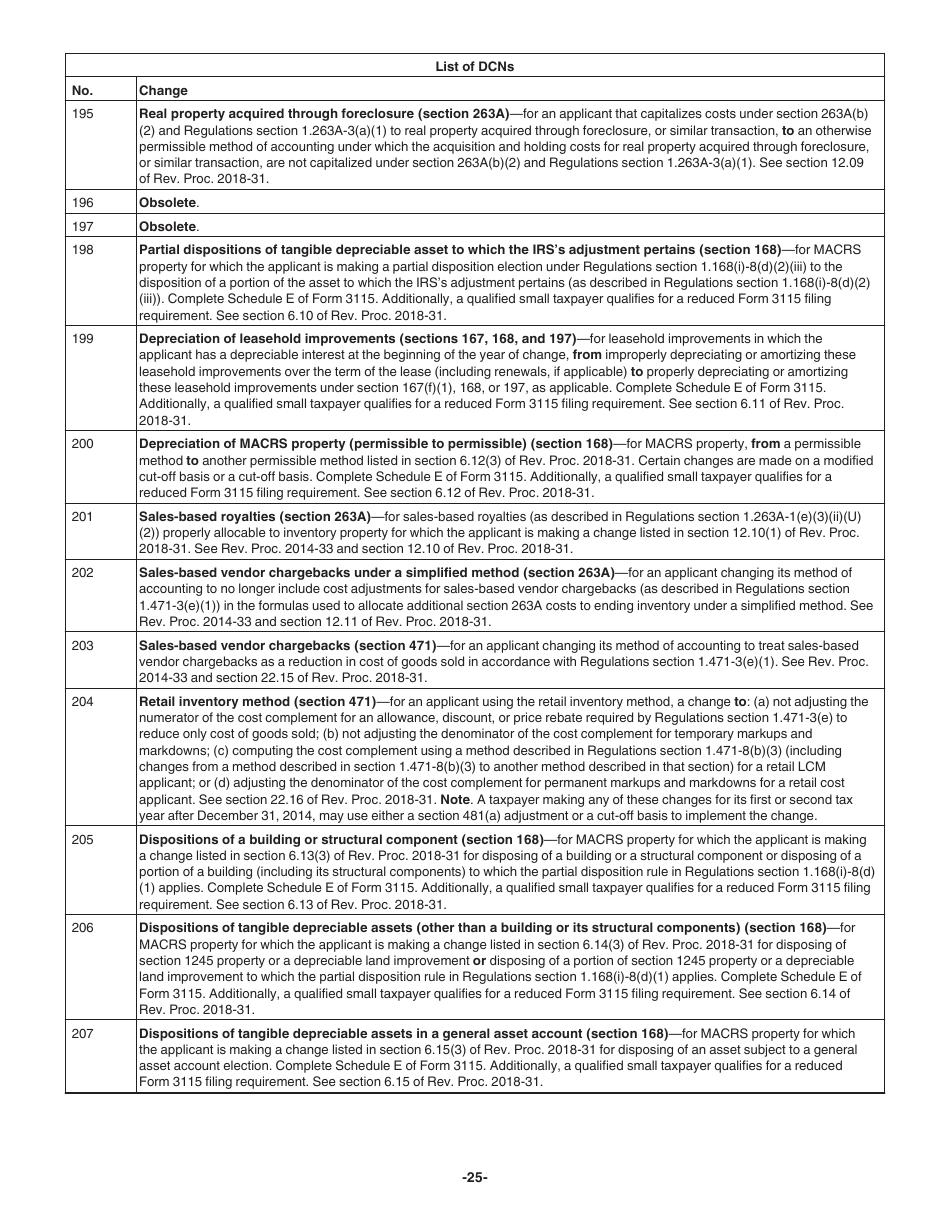 Instructions for IRS Form 3115 Application for Change in Accounting Method, Page 25