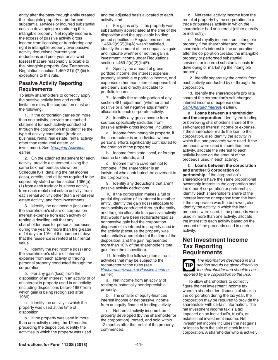 Instructions for IRS Form 1120S U.S. Income Tax Return for an S Corporation, Page 11