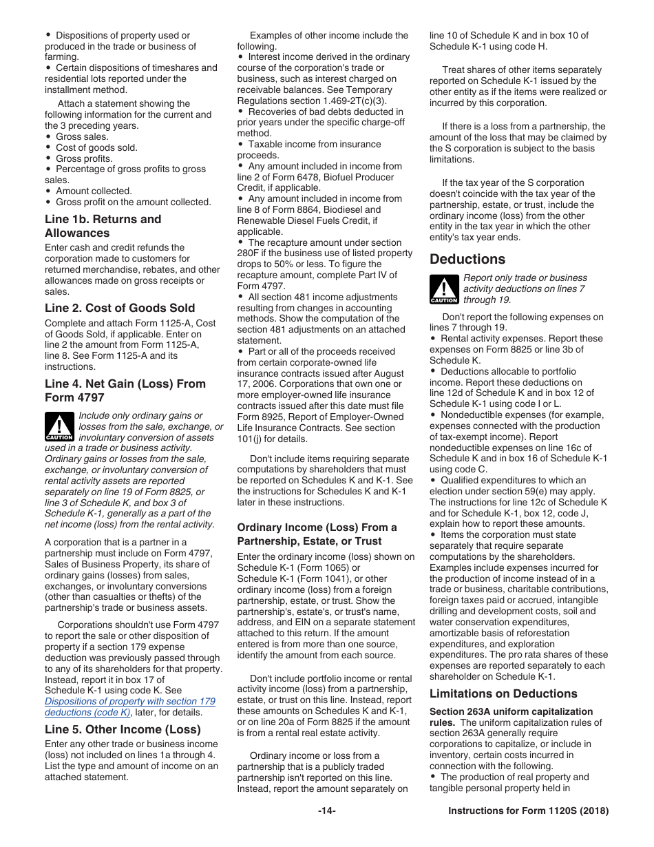Instructions for IRS Form 1120S U.S. Income Tax Return for an S Corporation, Page 14