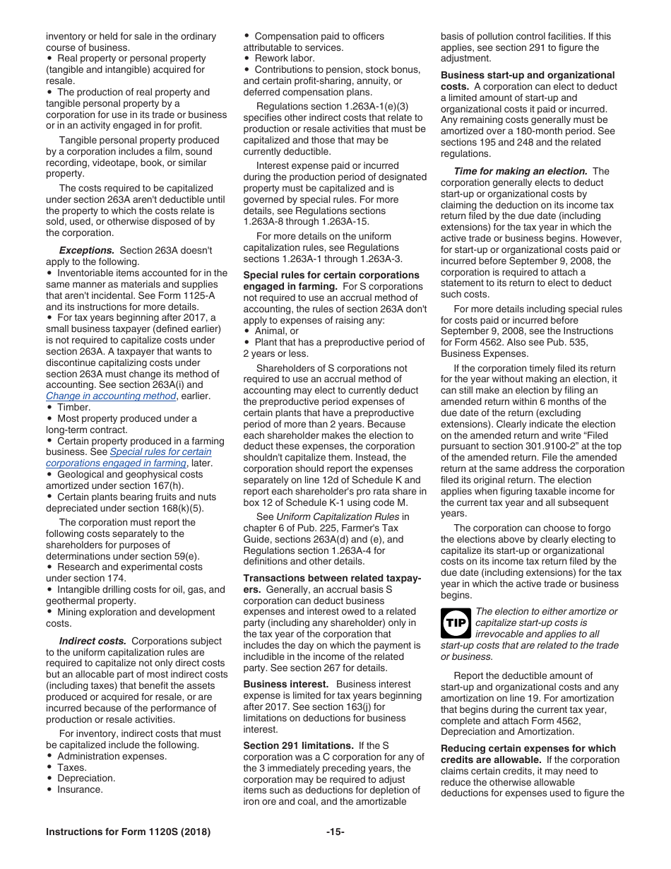Instructions for IRS Form 1120S U.S. Income Tax Return for an S Corporation, Page 15