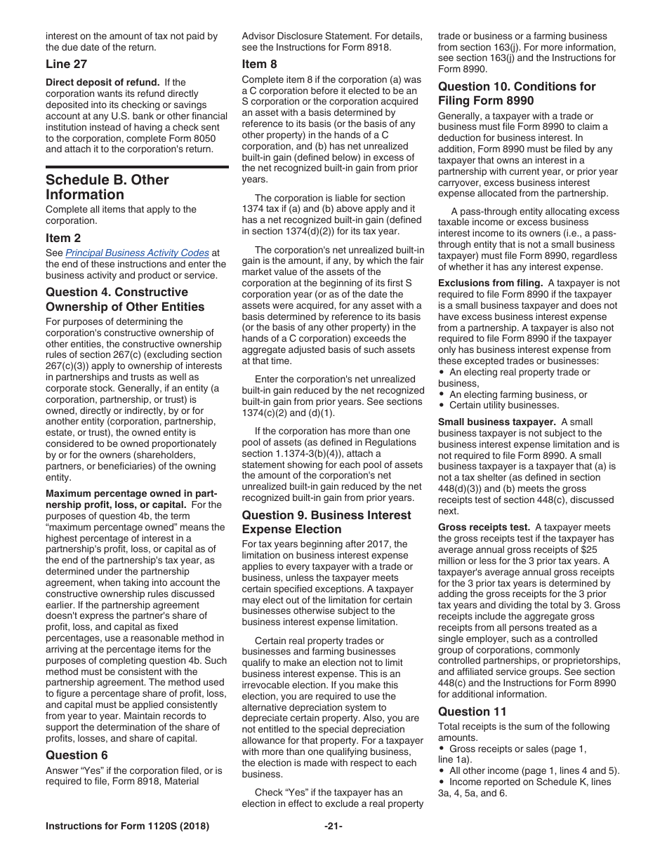 Instructions for IRS Form 1120S U.S. Income Tax Return for an S Corporation, Page 21