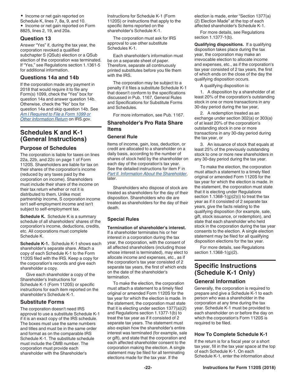 Instructions for IRS Form 1120S U.S. Income Tax Return for an S Corporation, Page 22