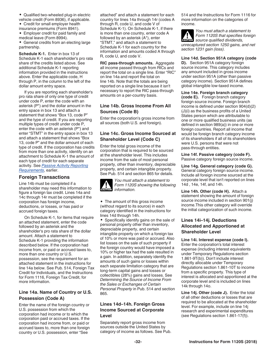 Instructions for IRS Form 1120S U.S. Income Tax Return for an S Corporation, Page 32