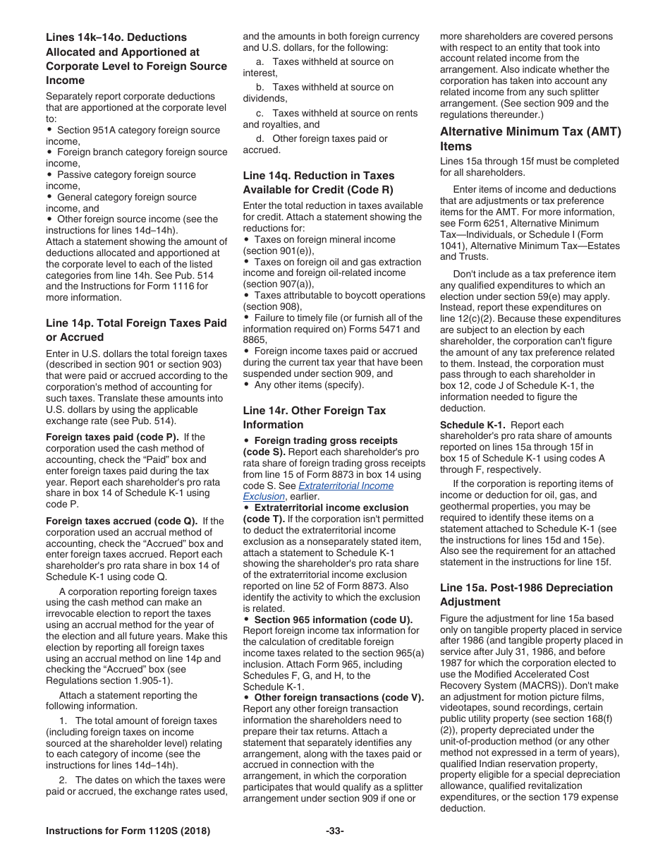 Instructions for IRS Form 1120S U.S. Income Tax Return for an S Corporation, Page 33