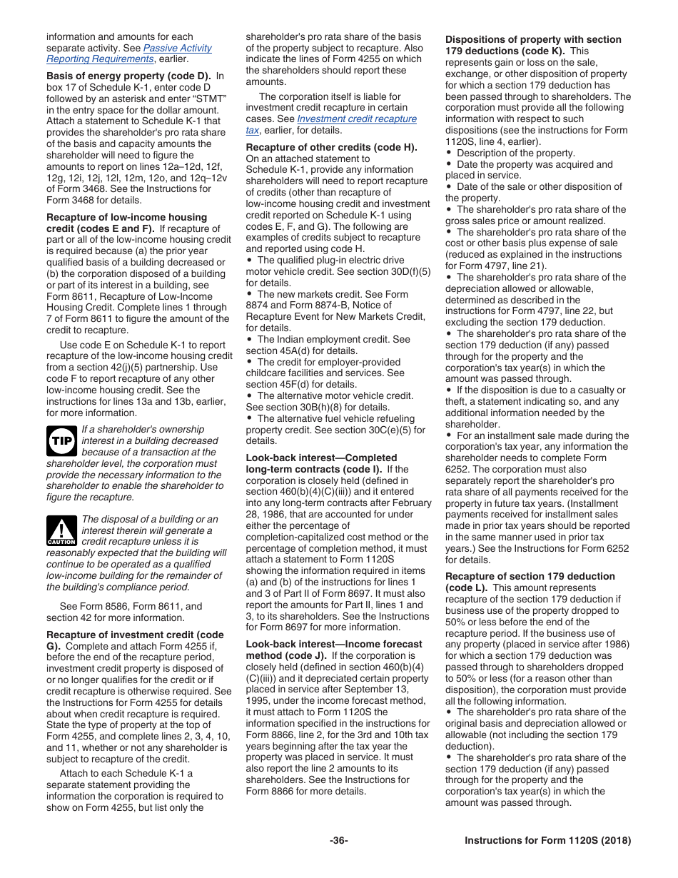 Instructions for IRS Form 1120S U.S. Income Tax Return for an S Corporation, Page 36