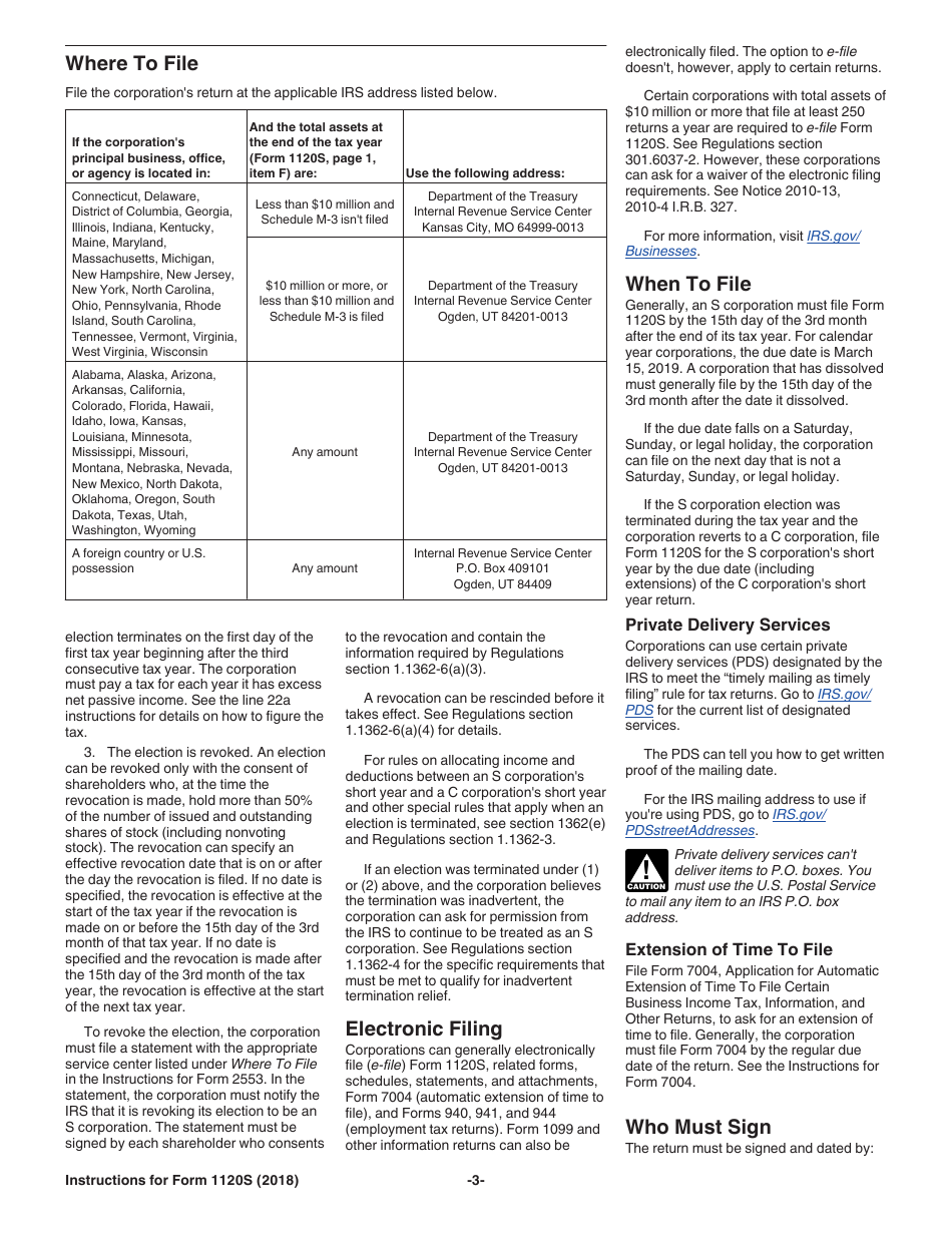 Instructions for IRS Form 1120S U.S. Income Tax Return for an S Corporation, Page 3