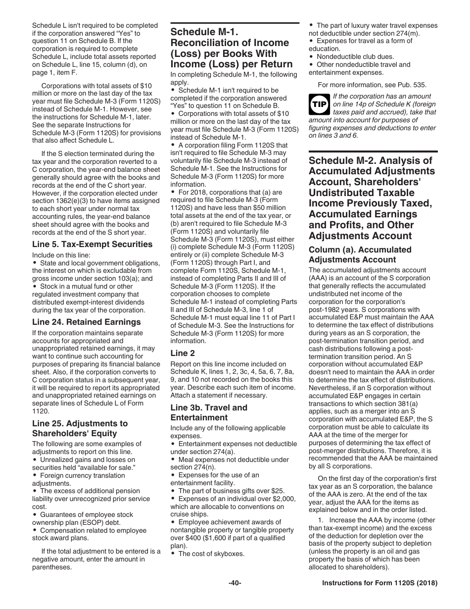 Instructions for IRS Form 1120S U.S. Income Tax Return for an S Corporation, Page 40