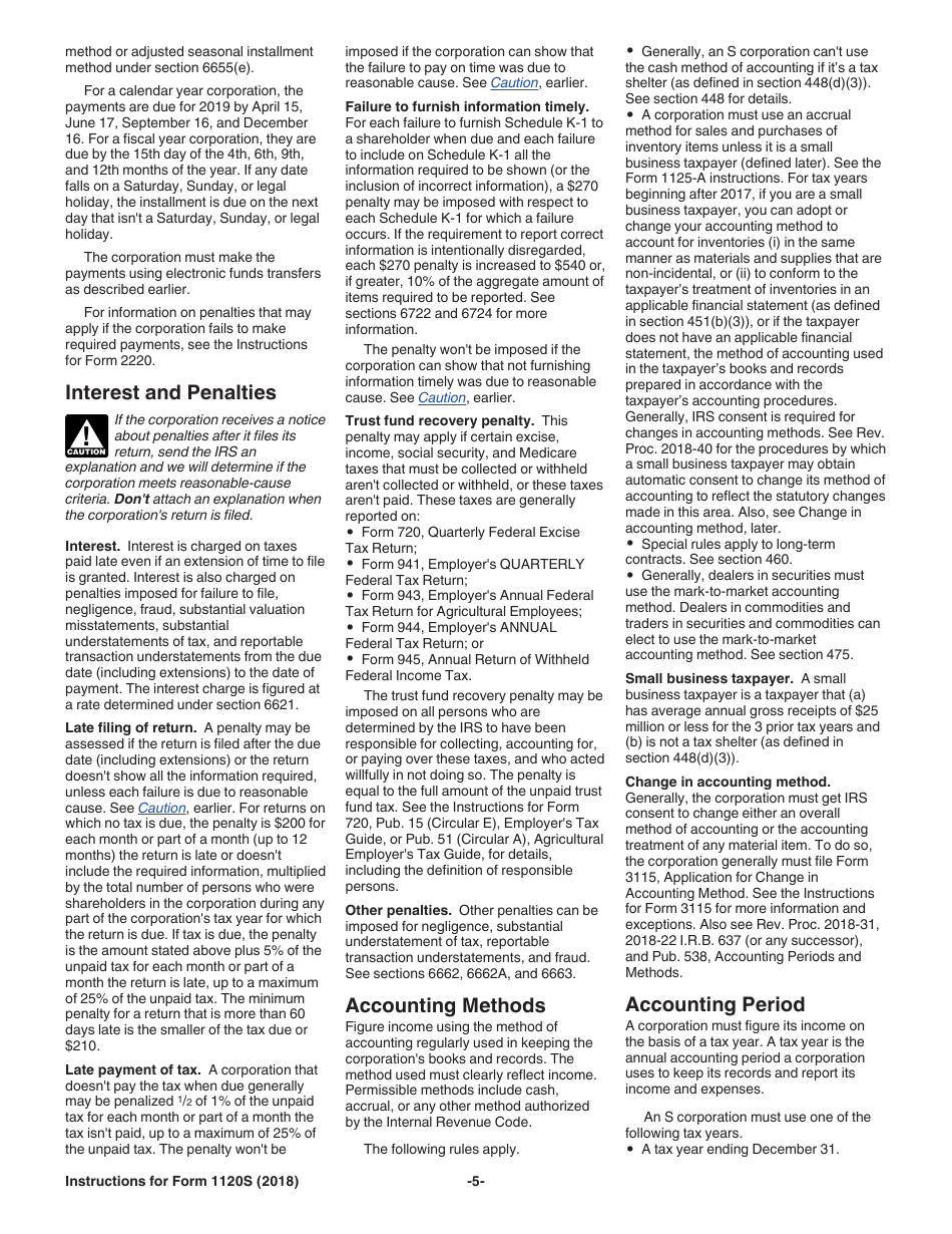 Instructions for IRS Form 1120S U.S. Income Tax Return for an S Corporation, Page 5