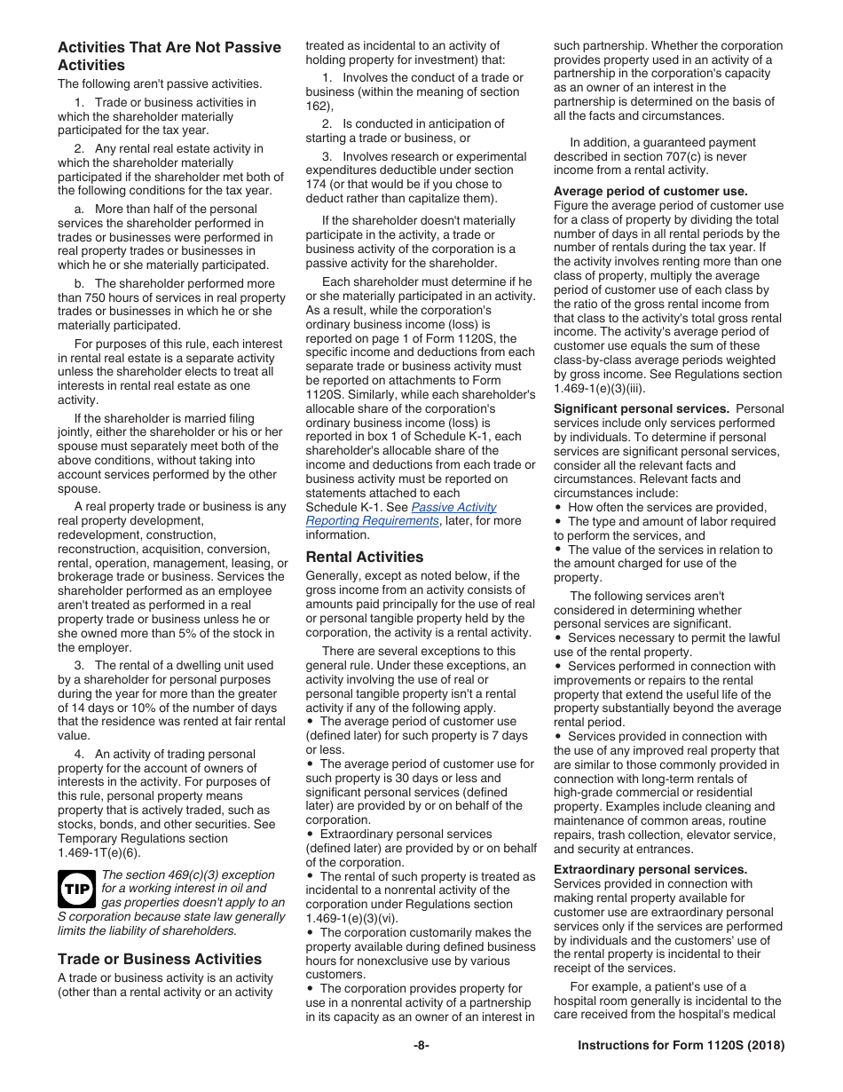 Instructions for IRS Form 1120S U.S. Income Tax Return for an S Corporation, Page 8