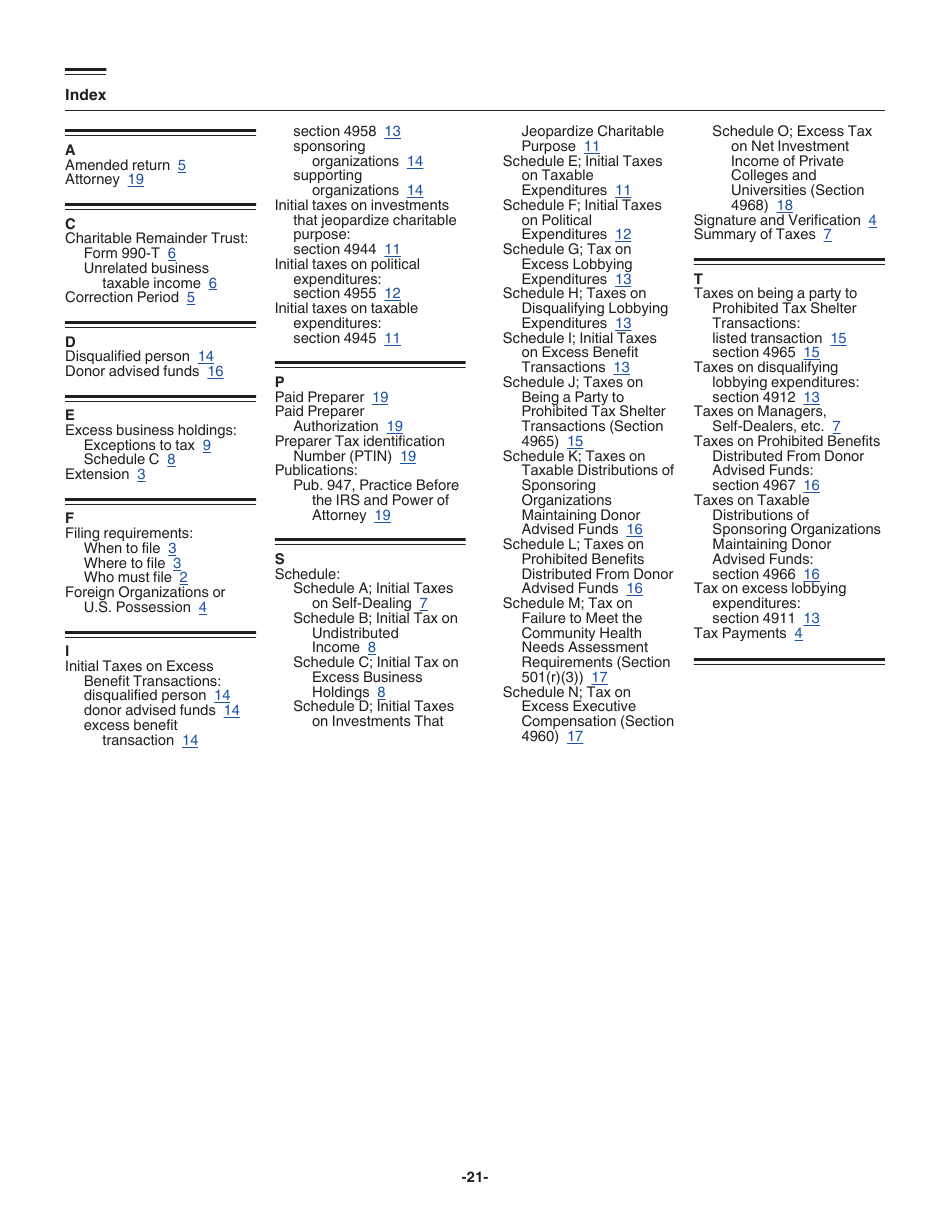 Instructions for IRS Form 4720 Return of Certain Excise Taxes Under Chapters 41 and 42 of the Internal Revenue Code, Page 21