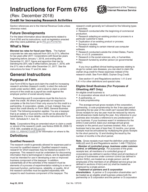 IRS Form 6765  Printable Pdf