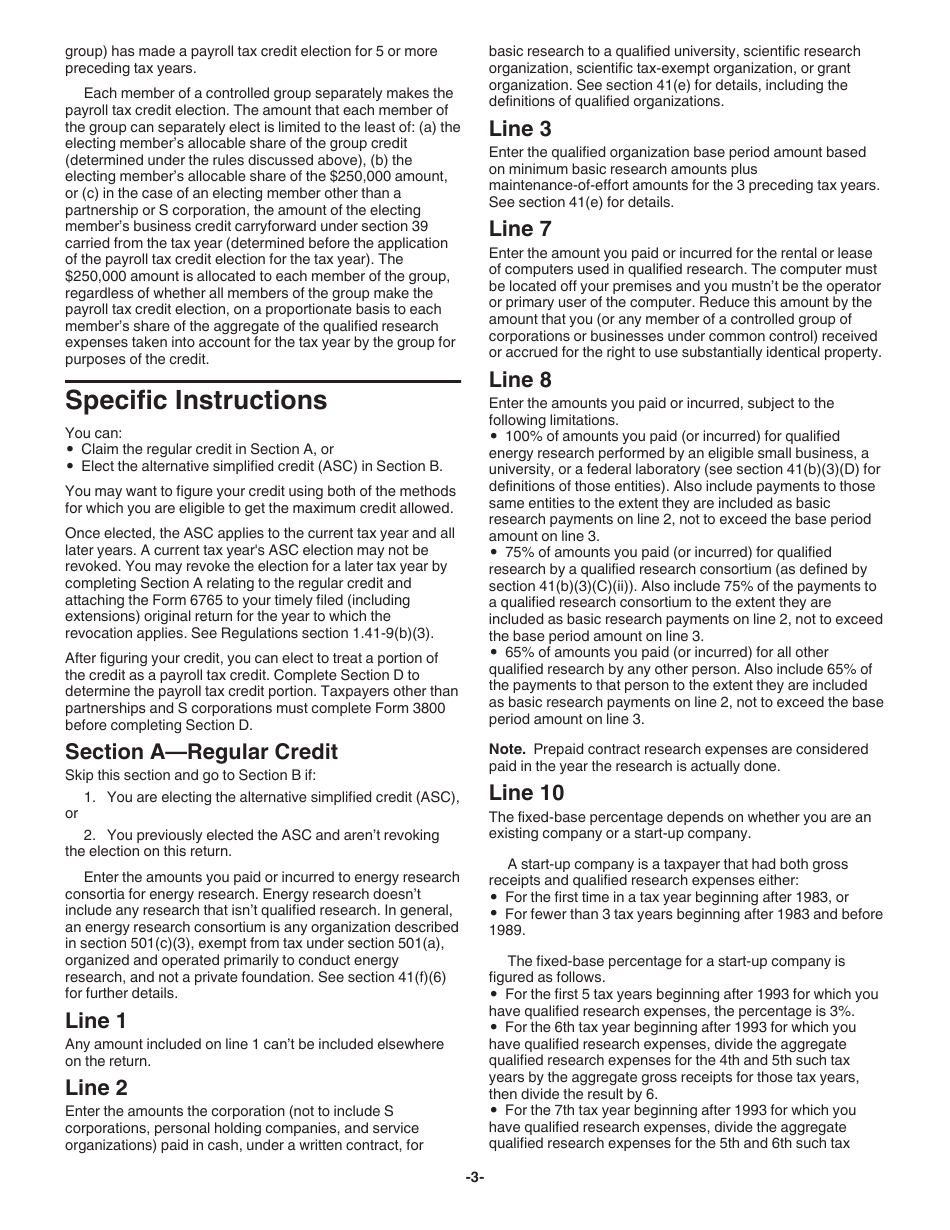 Instructions for IRS Form 6765 Credit for Increasing Research Activities, Page 3
