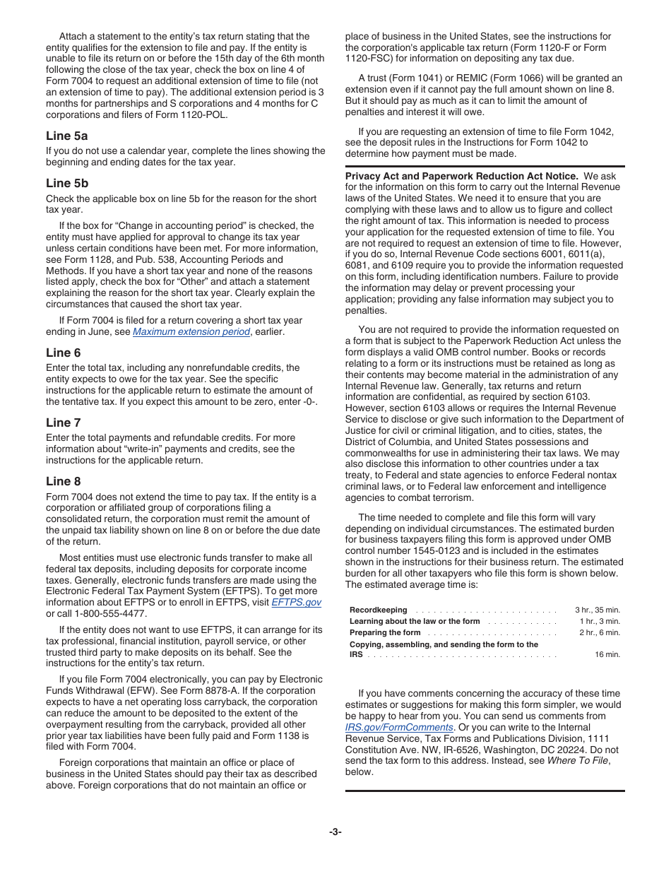 Download Instructions for IRS Form 7004 Application for Automatic ...