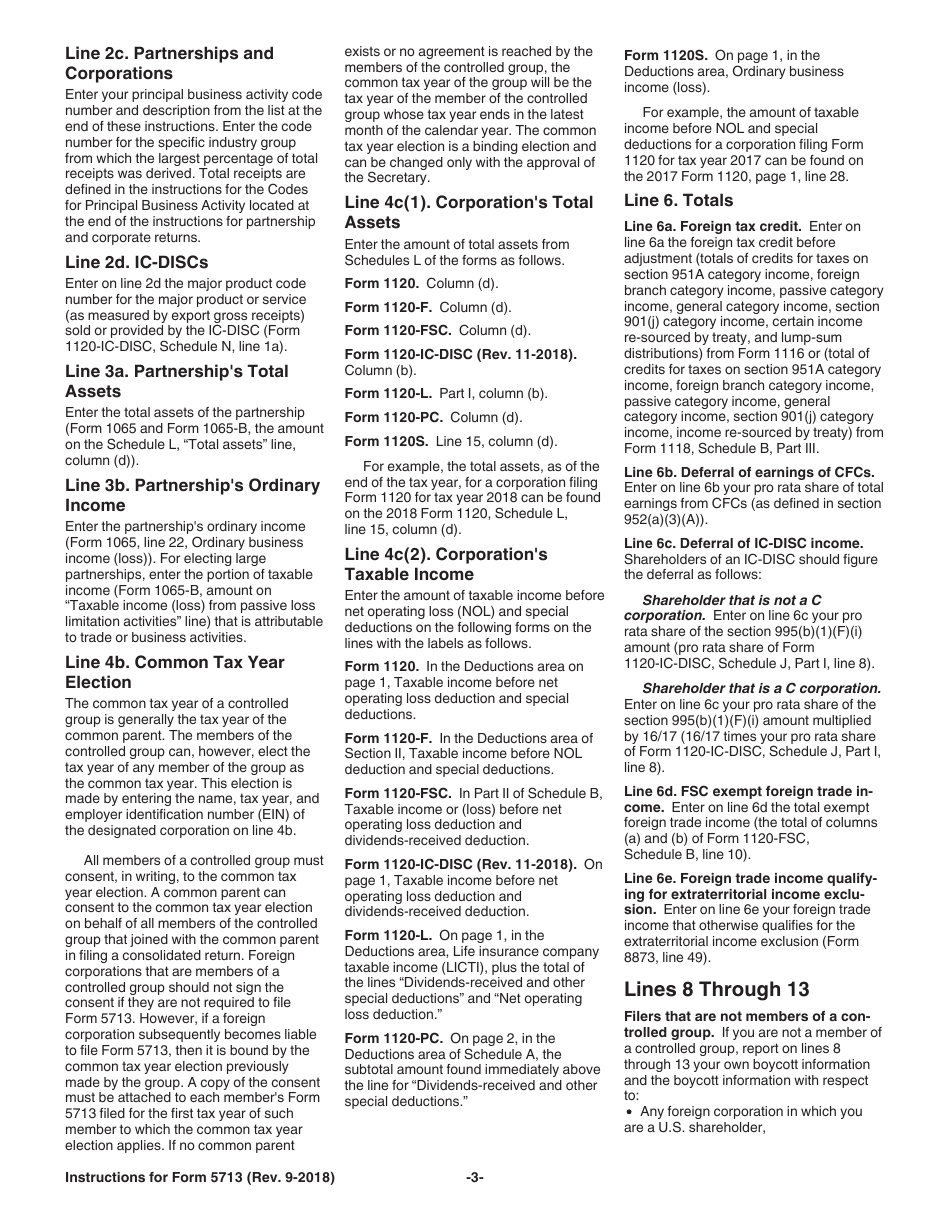 Instructions for IRS Form 5713 International Boycott Report, Page 3
