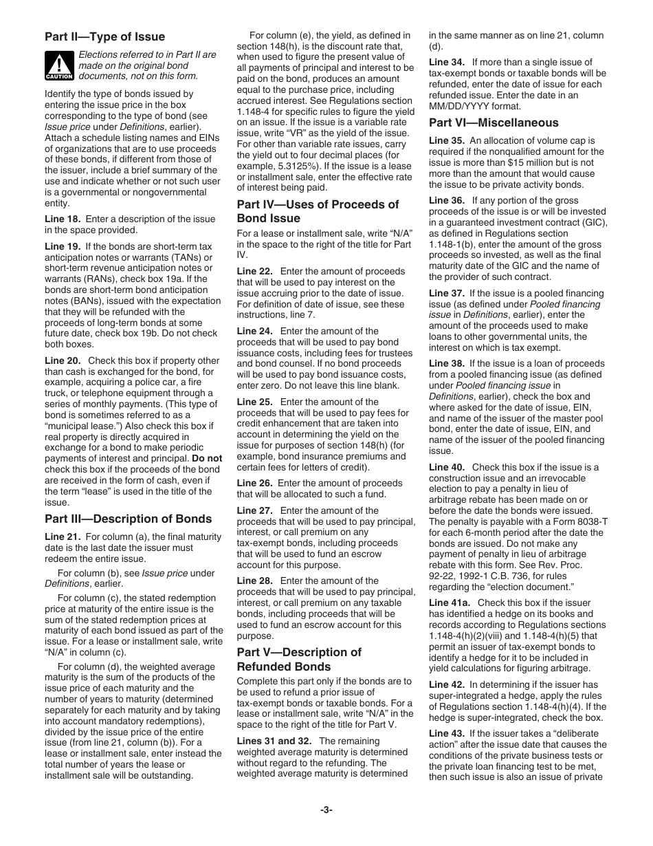 Instructions for IRS Form 8038-G Information Return for Tax-Exempt Governmental Bonds, Page 3