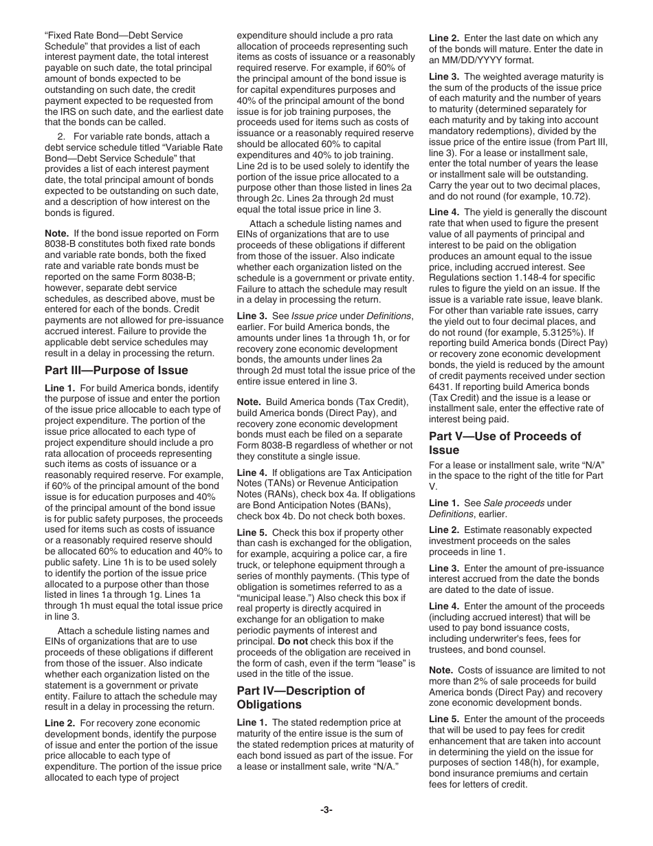 Instructions for IRS Form 8038-B Information Return for Build America Bonds and Recovery Zone Economic Development Bonds, Page 3