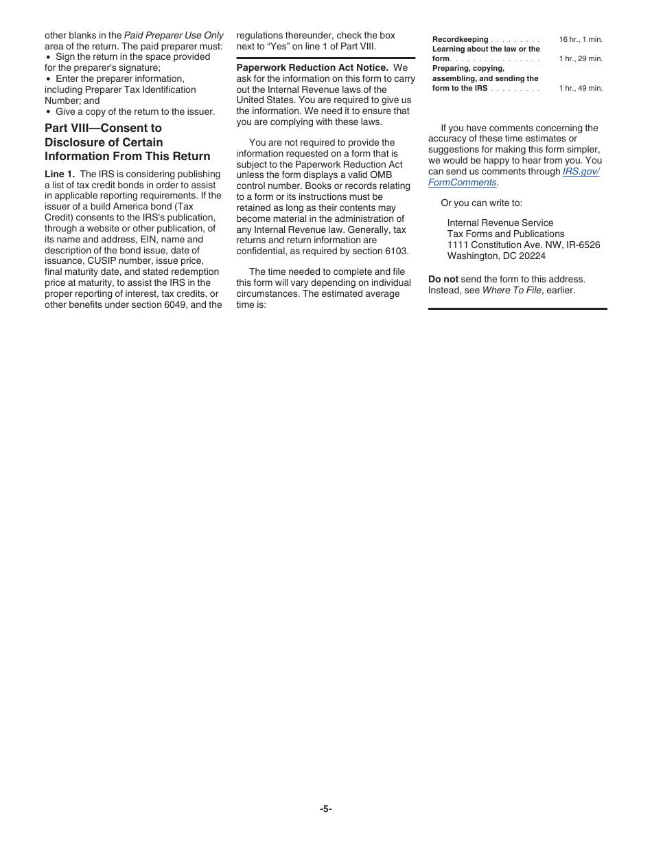 Instructions for IRS Form 8038-B Information Return for Build America Bonds and Recovery Zone Economic Development Bonds, Page 5