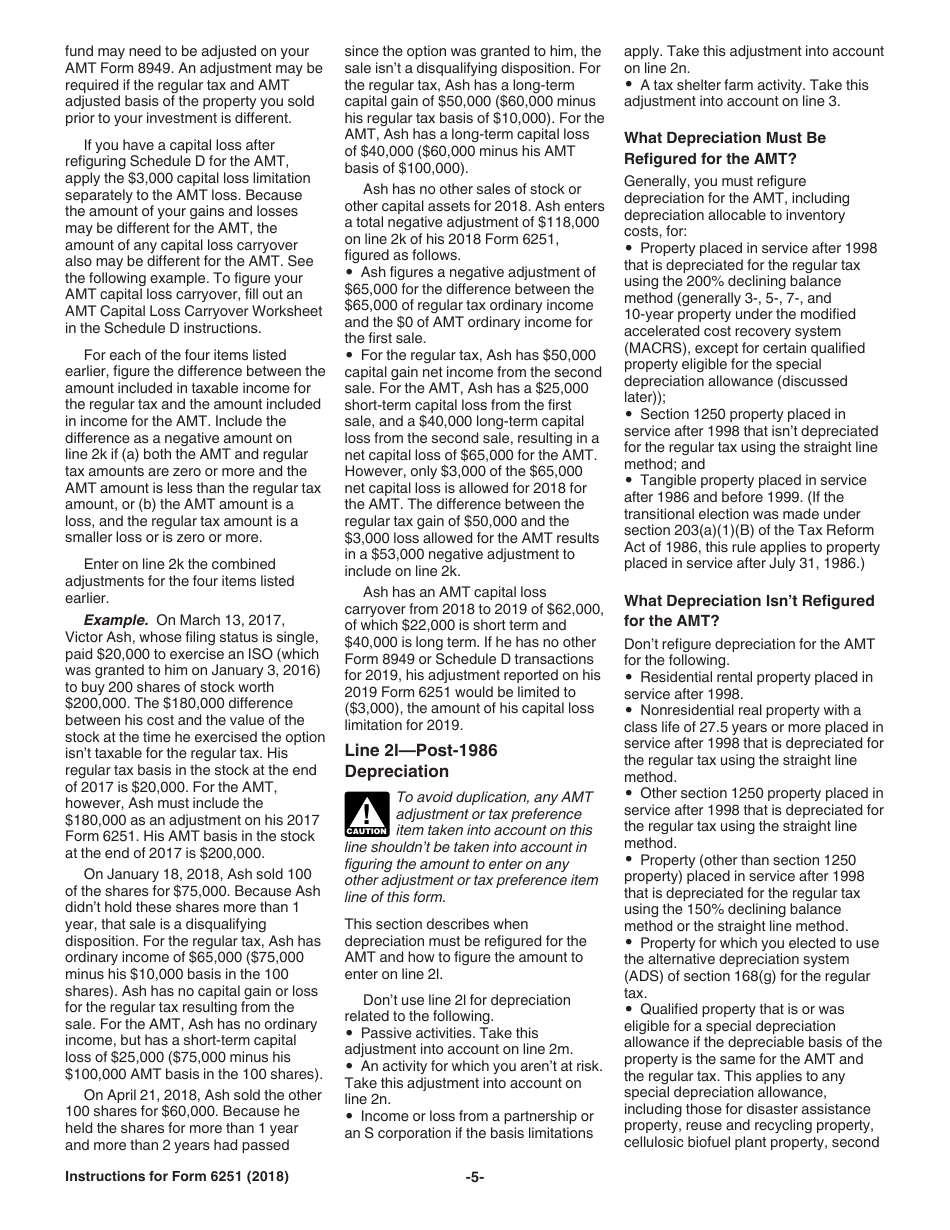 Instructions for IRS Form 6251 Alternative Minimum Tax - Individuals, Page 5
