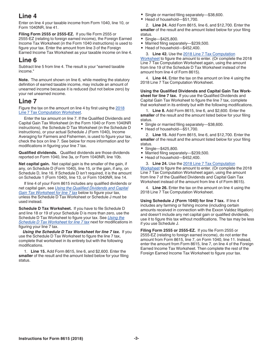 Download Instructions for IRS Form 8615 Tax for Certain Children Who