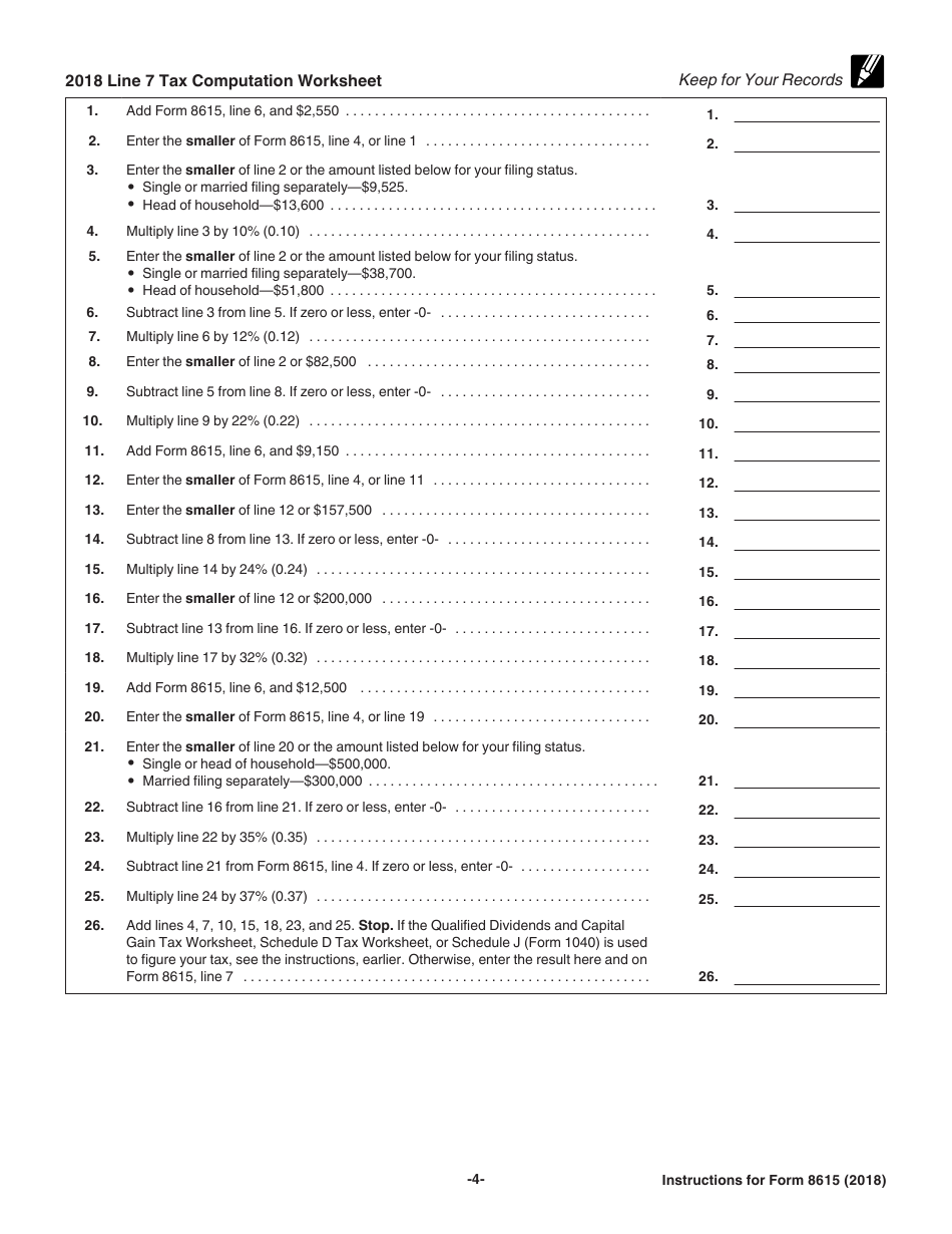 Download Instructions for IRS Form 8615 Tax for Certain Children Who