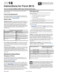 Document preview: Instructions for IRS Form 8615 Tax for Certain Children Who Have Unearned Income