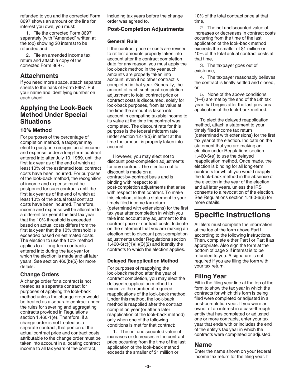 Download Instructions For Irs Form 8697 Interest Computation Under The Download Instructions For Irs Form 8697 Interest Computation Under The