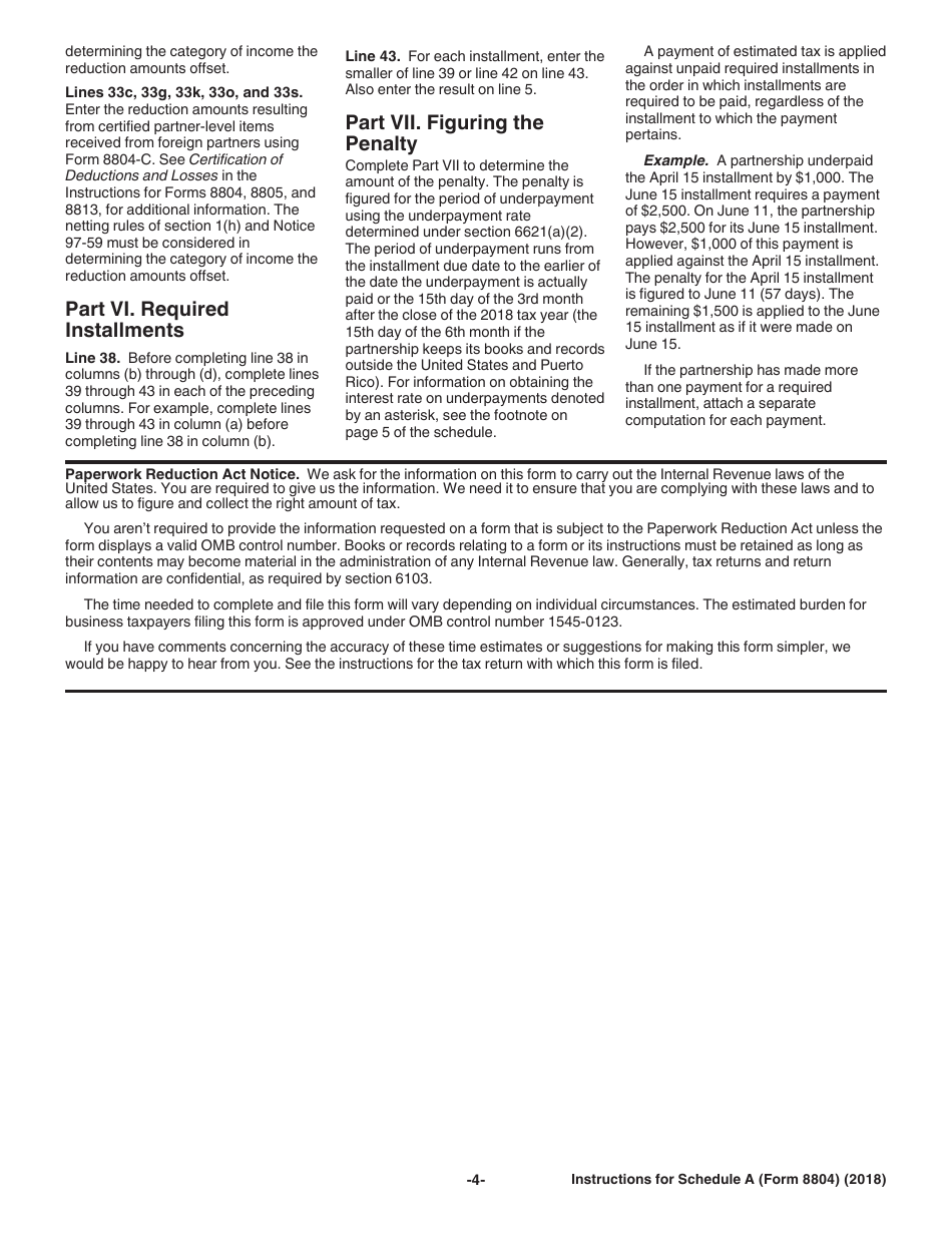 Instructions for IRS Form 8804 Schedule A Penalty for Underpayment of Estimated Section 1446 Tax for Partnerships, Page 4
