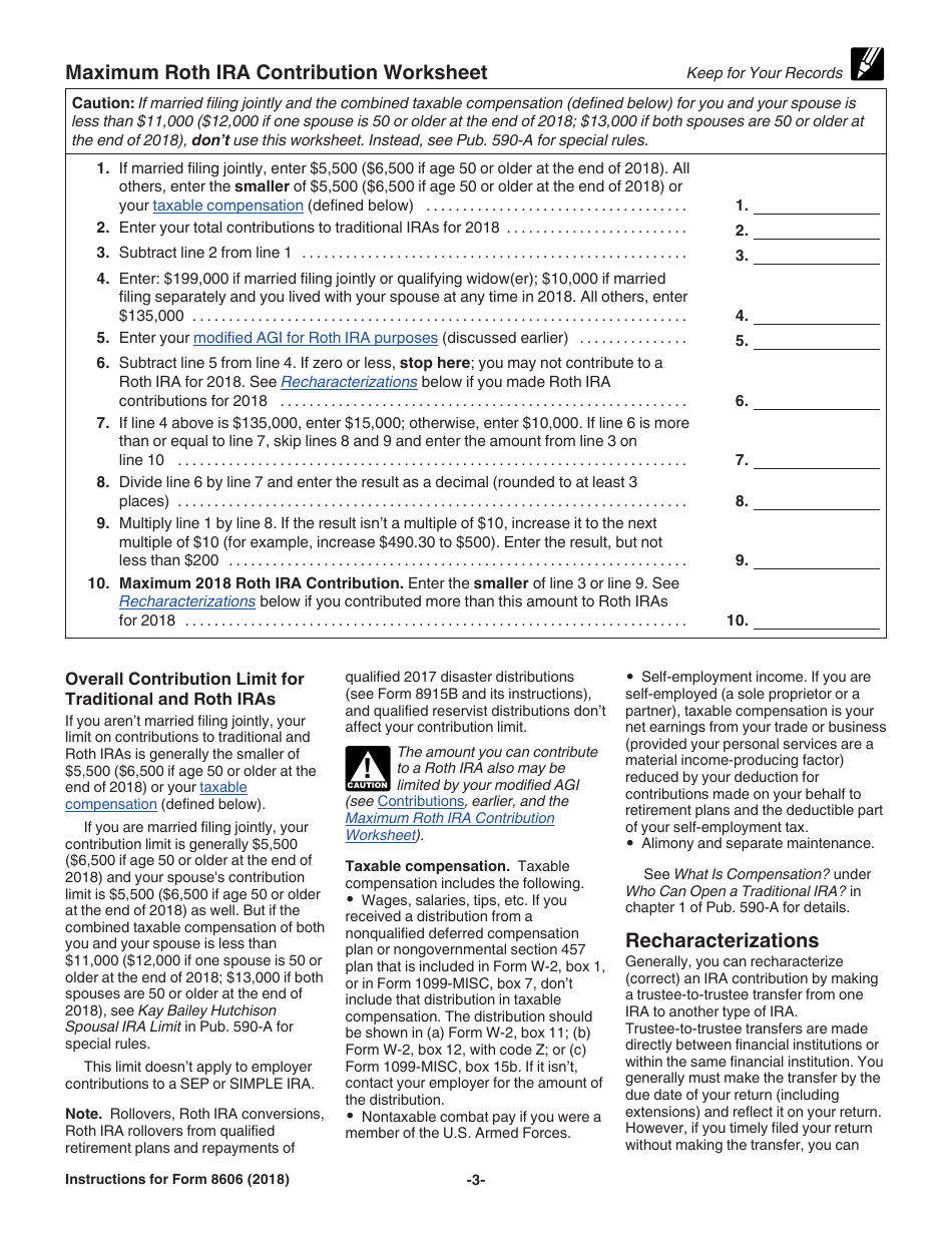 Instructions for IRS Form 8606 Nondeductible Iras, Page 3